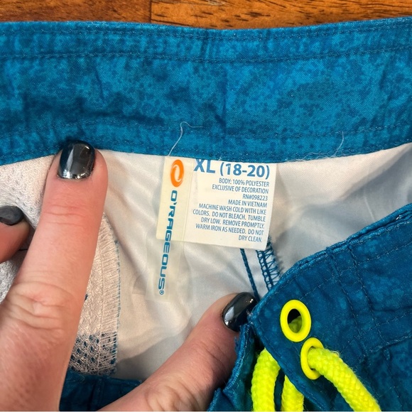 O’rageous boys blue green swim trunks size xl 18-20 - Picture 2 of 8